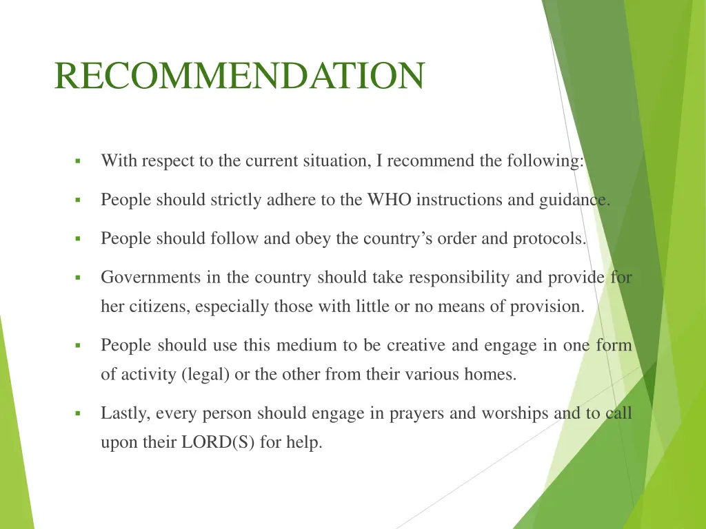 recommendation