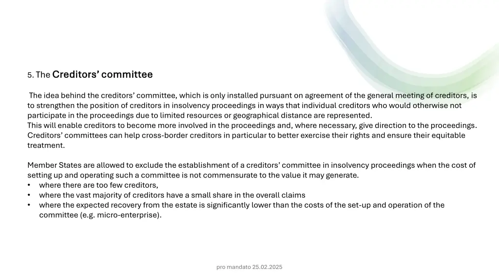 5 the creditors committee creditors committee