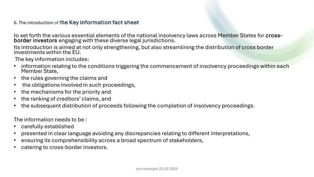 6 the introduction of the key information fact