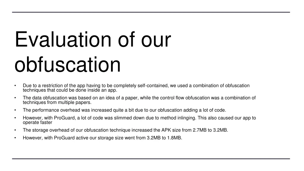 evaluation of our obfuscation
