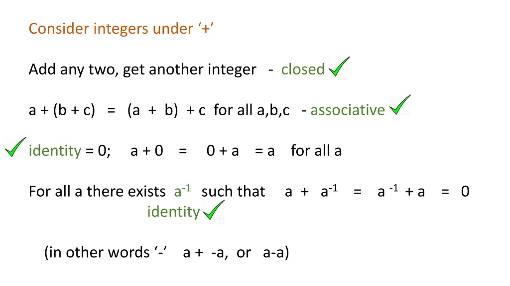 consider integers under