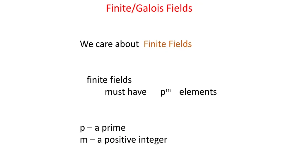 finite galois fields