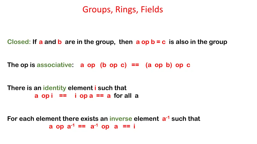 groups rings fields 1