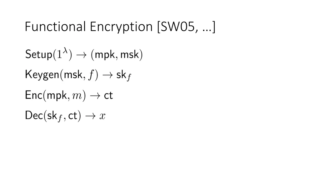 functional encryption sw05