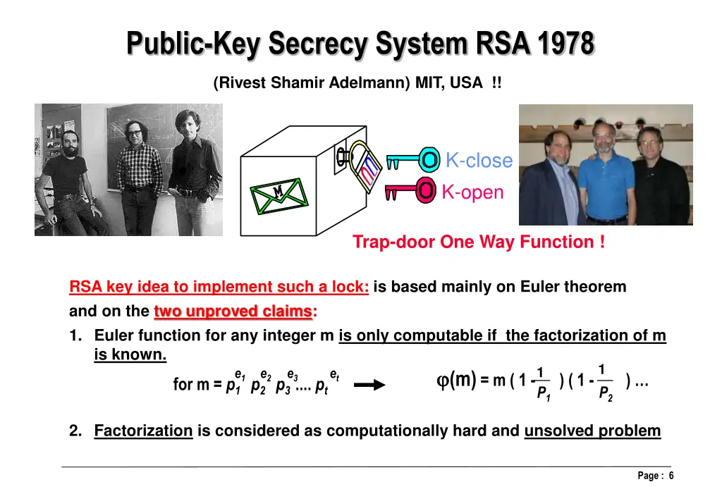 public key secrecy system rsa 1978