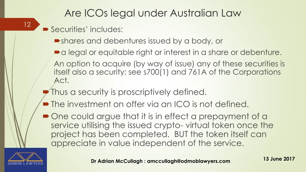 are icos legal under australian law 1
