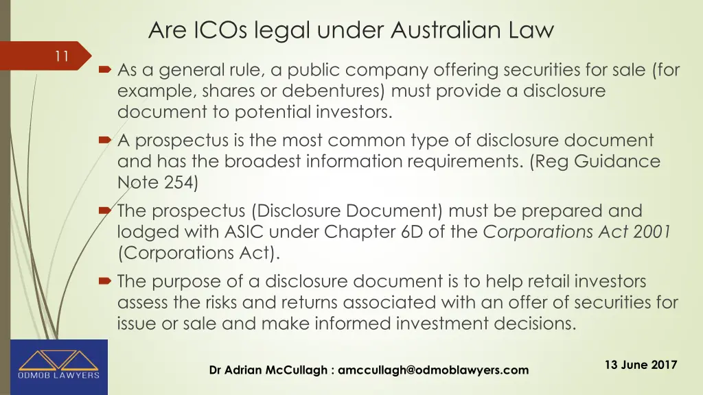 are icos legal under australian law