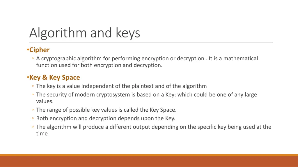 algorithm and keys