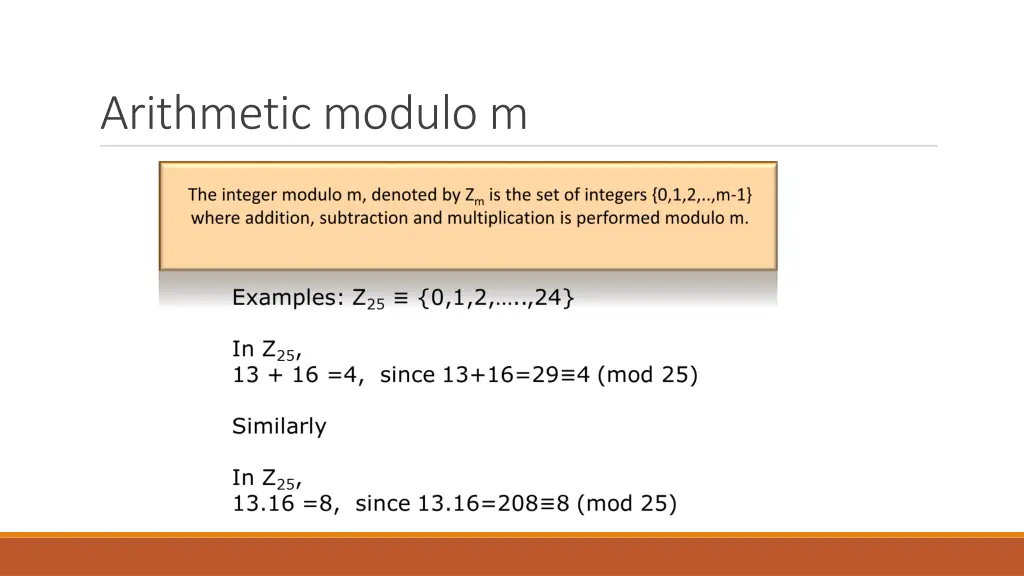 arithmetic modulo m