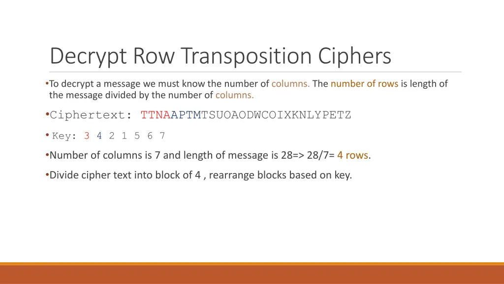 decrypt row transposition ciphers