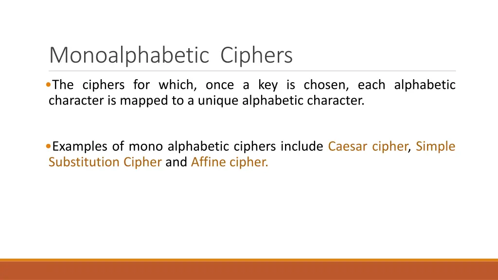 monoalphabetic ciphers