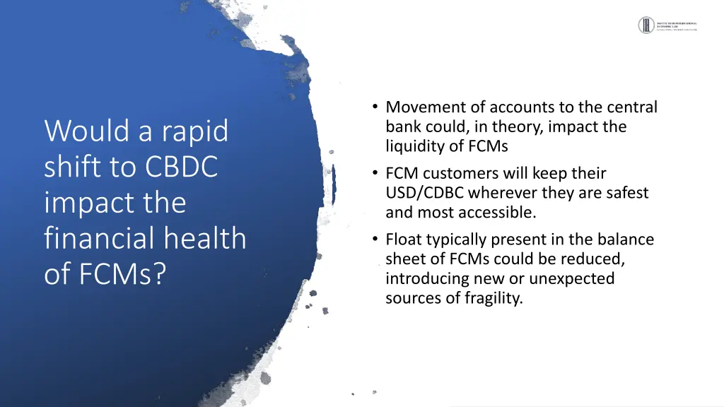 movement of accounts to the central bank could