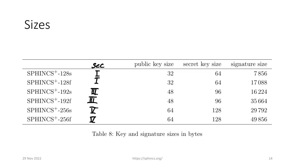 sizes
