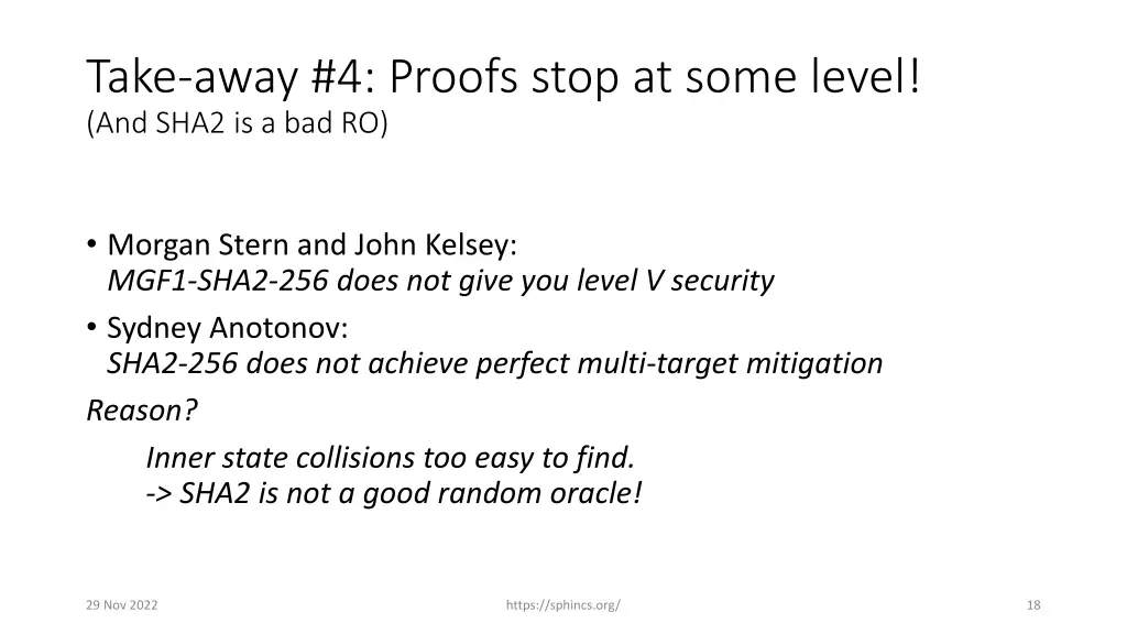 take away 4 proofs stop at some level and sha2