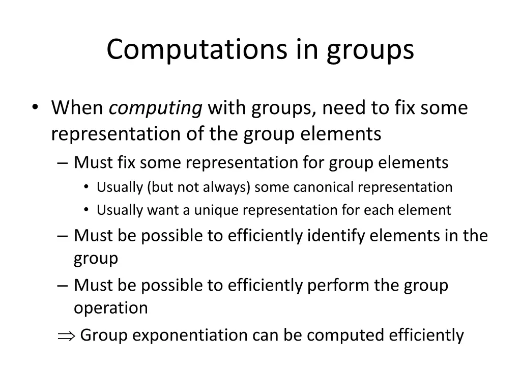 computations in groups