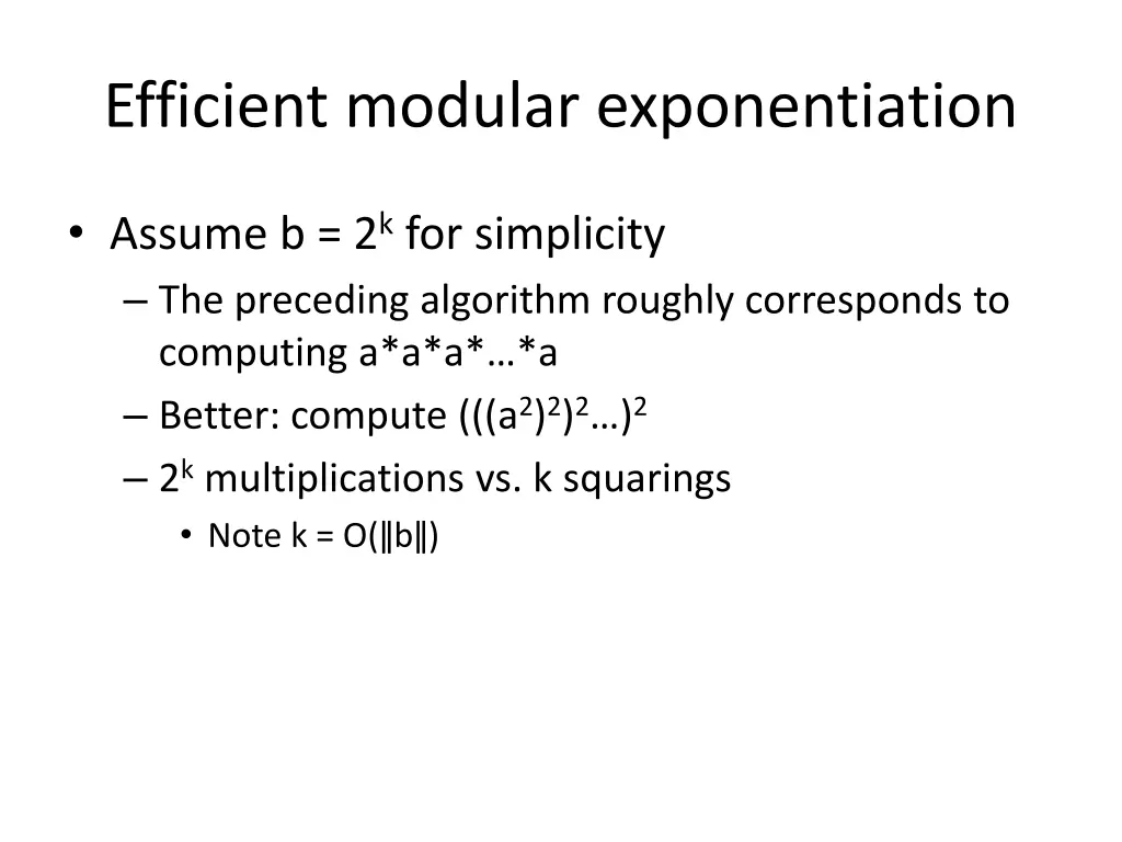 efficient modular exponentiation