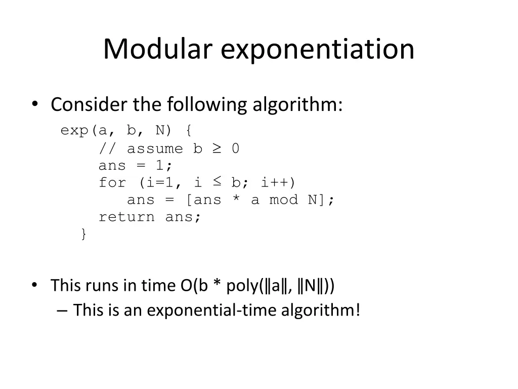 modular exponentiation