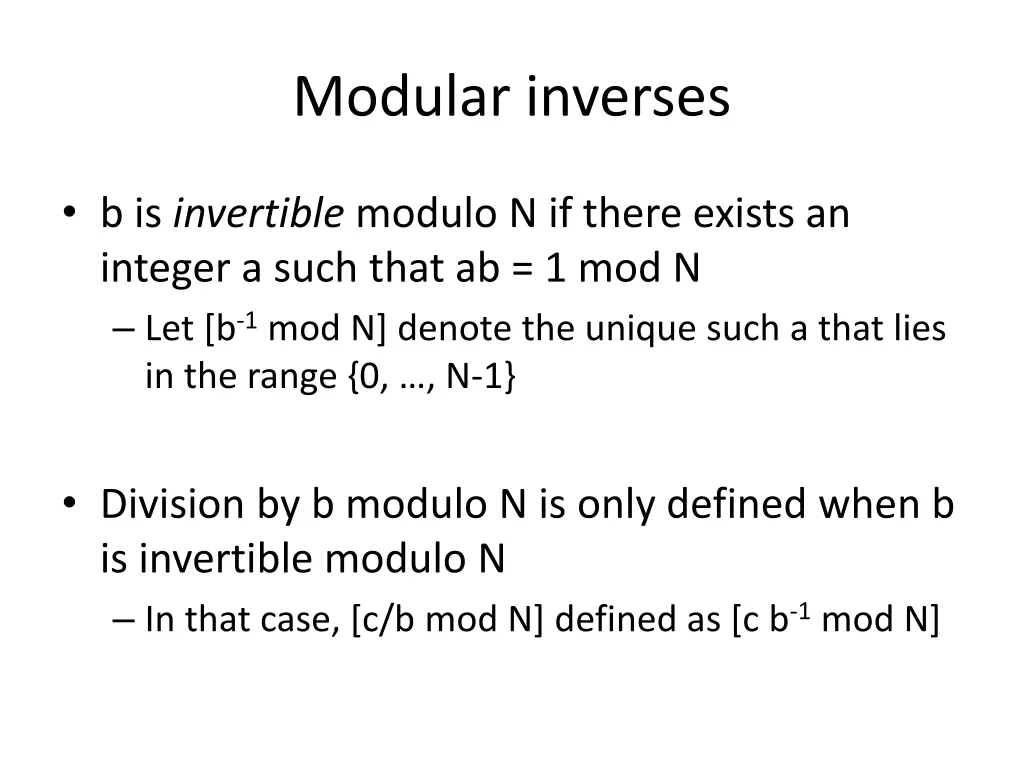 modular inverses