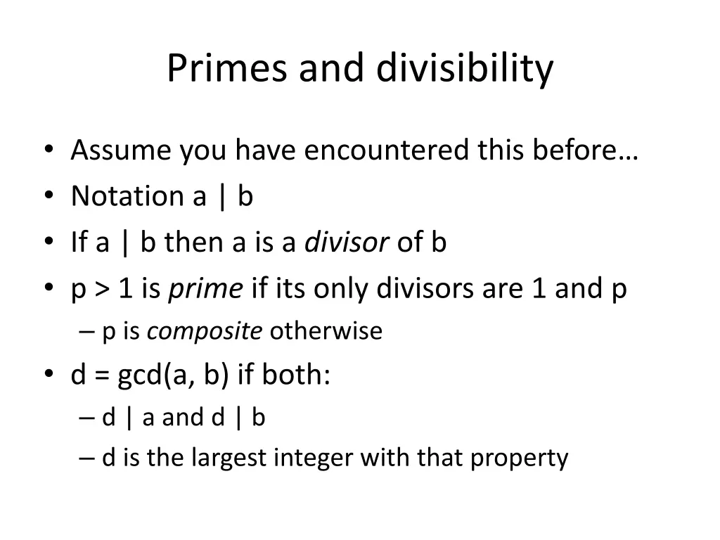 primes and divisibility