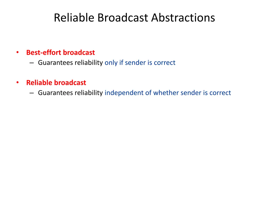 reliable broadcast abstractions