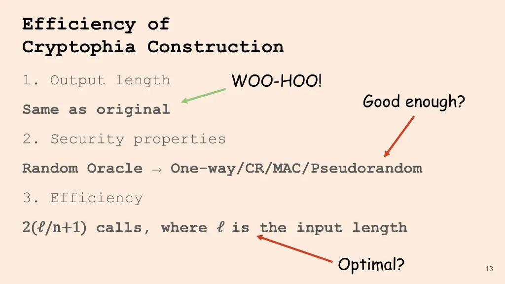 efficiency of cryptophia construction