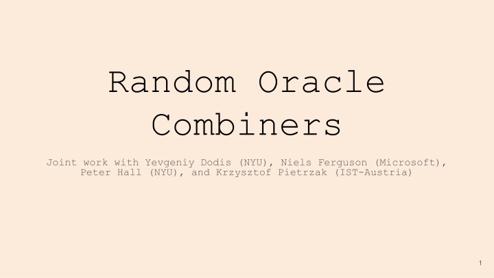 random oracle combiners