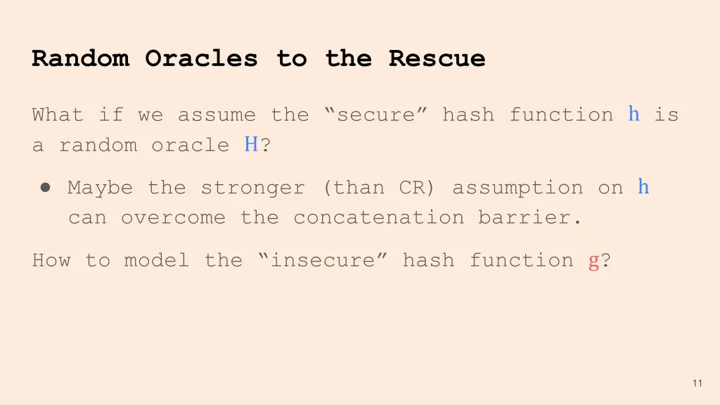 random oracles to the rescue