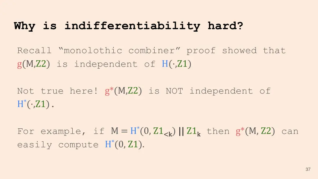 why is indifferentiability hard