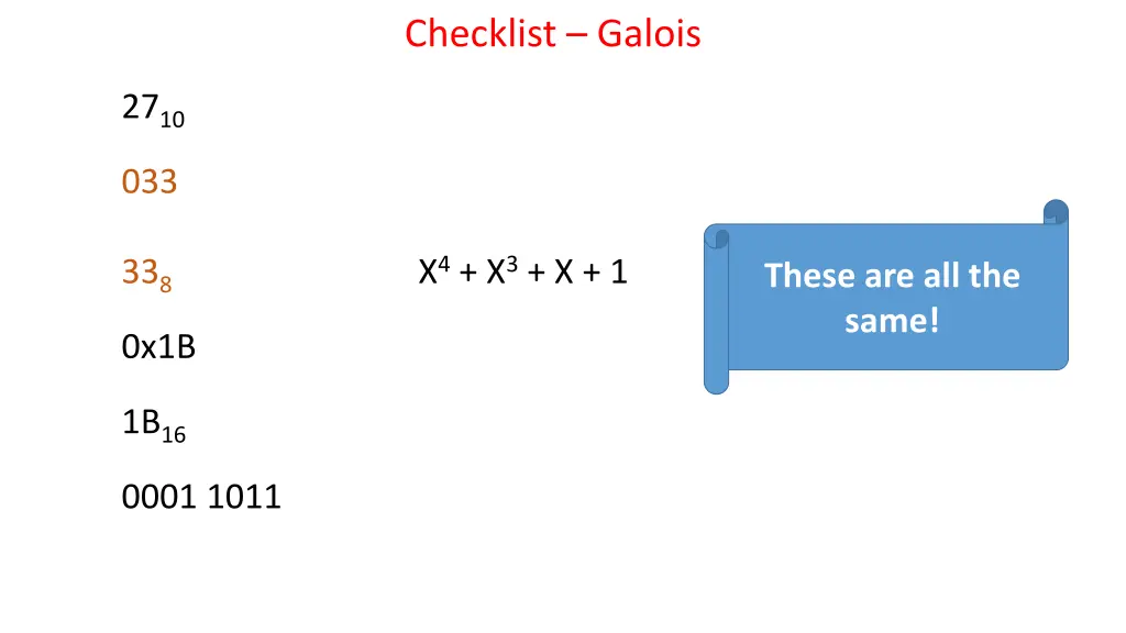 checklist galois 1
