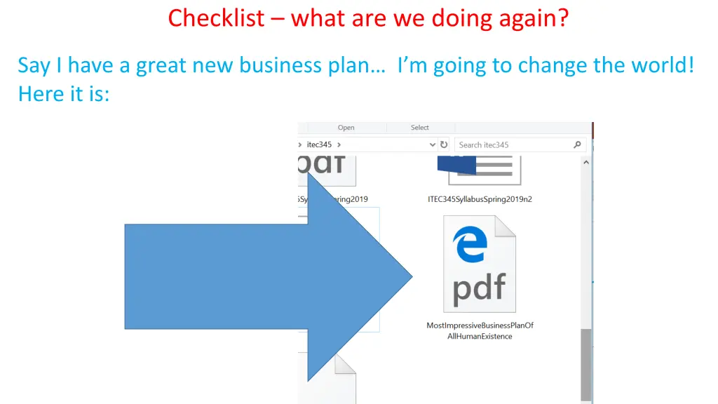 checklist what are we doing again