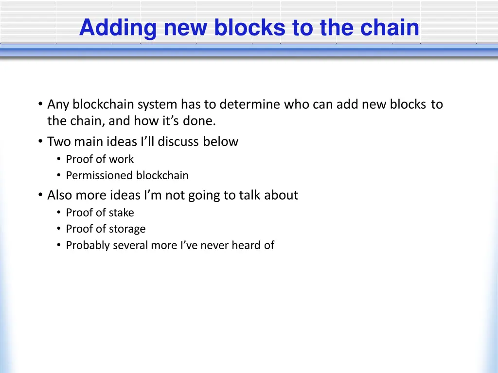 adding new blocks to the chain