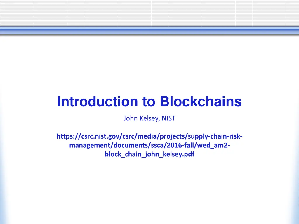 introduction to blockchains