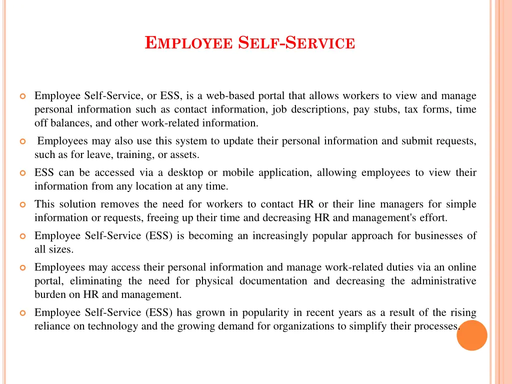 e mployee s elf s ervice