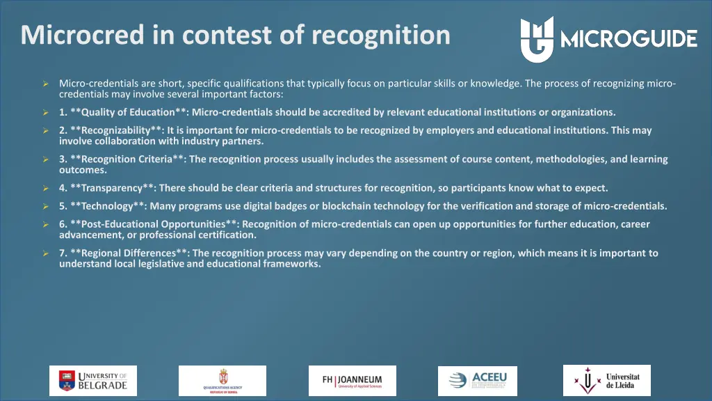 microcred in contest of recognition