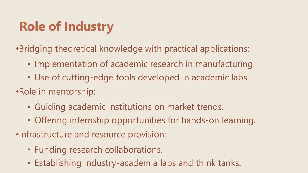 role of industry