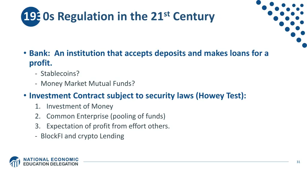 1930s regulation in the 21 st century