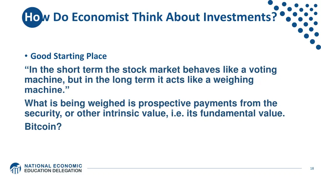 how do economist think about investments