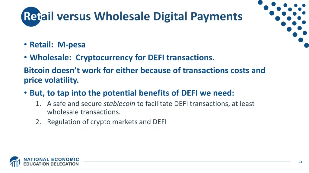 retail versus wholesale digital payments