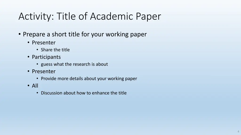 activity title of academic paper