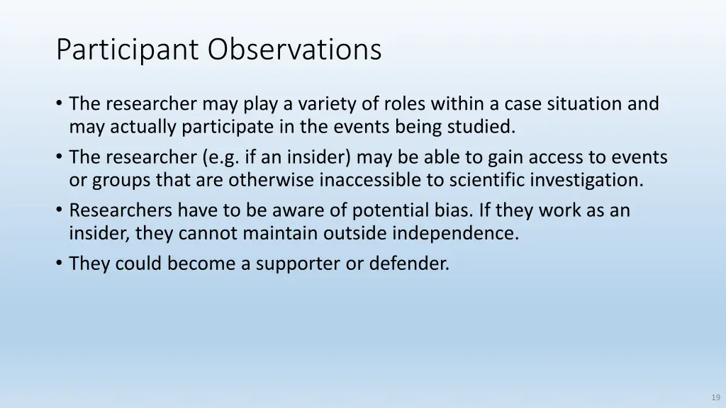 participant observations