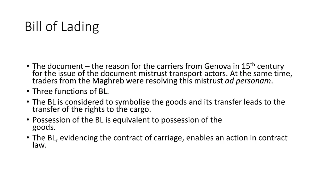 bill of lading