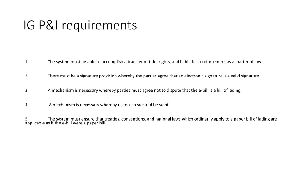 ig p i requirements