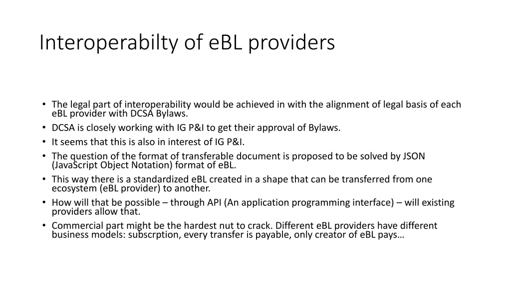 interoperabilty of ebl providers
