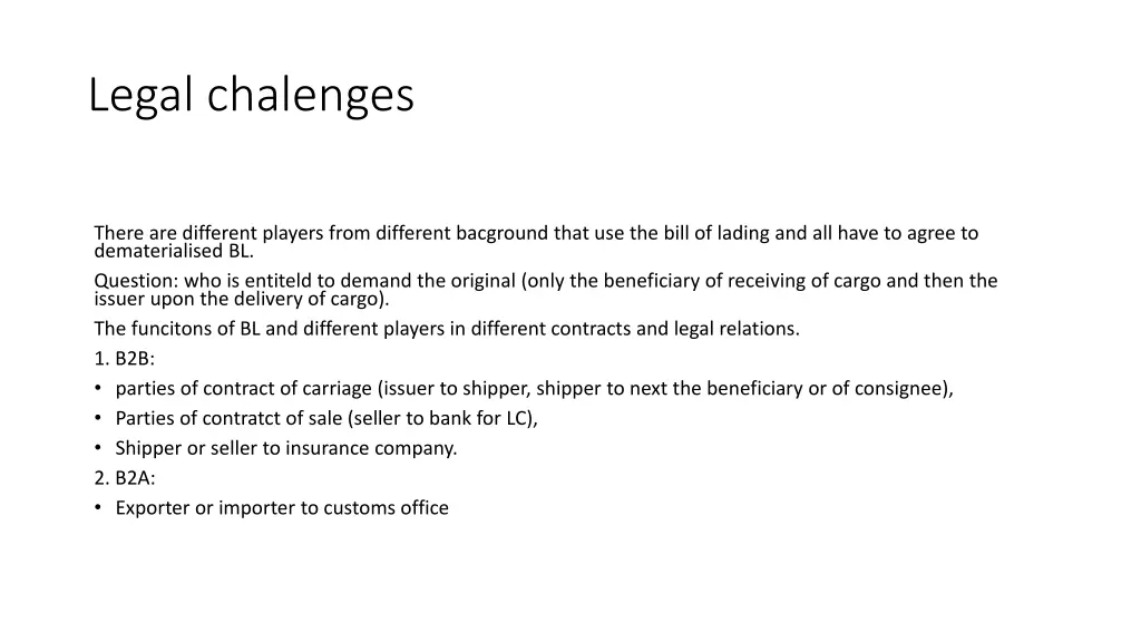 legal chalenges