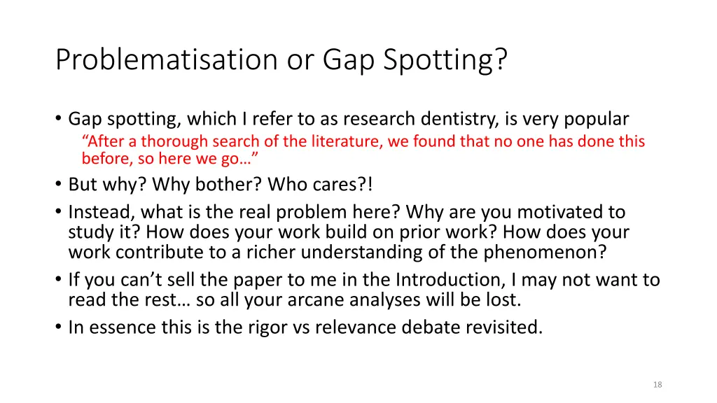 problematisation or gap spotting