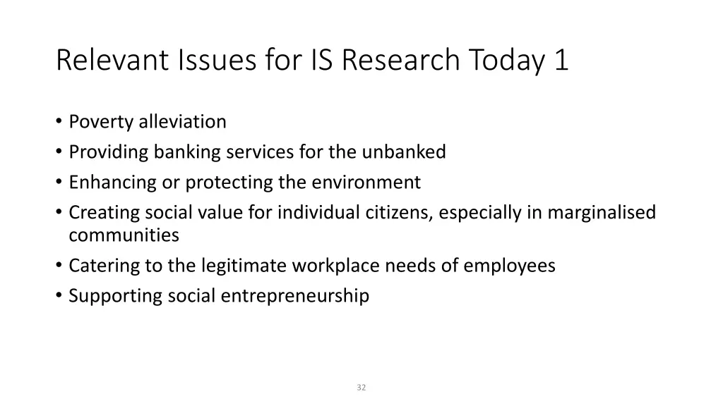 relevant issues for is research today 1
