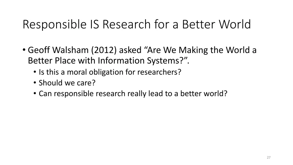 responsible is research for a better world