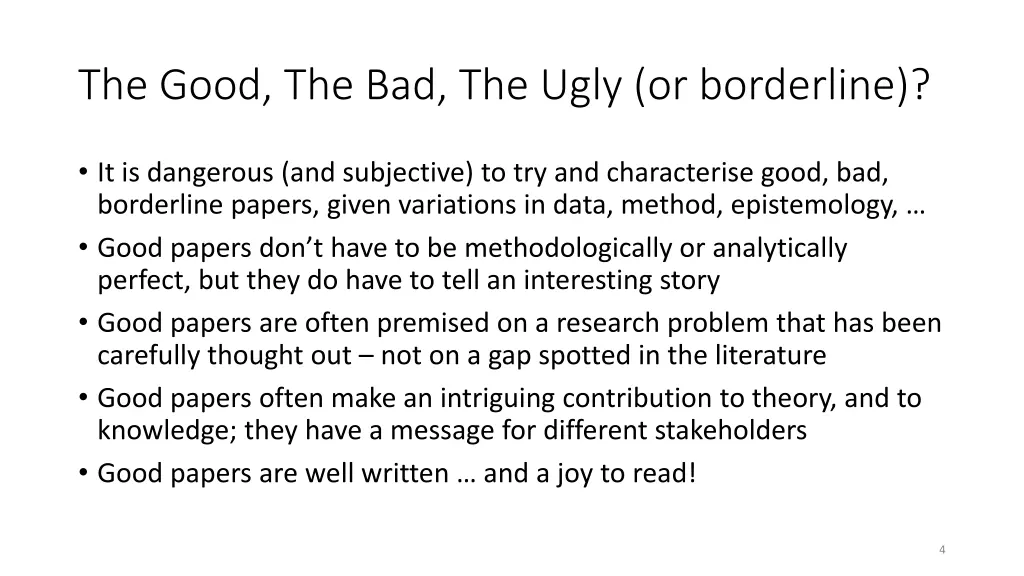 the good the bad the ugly or borderline