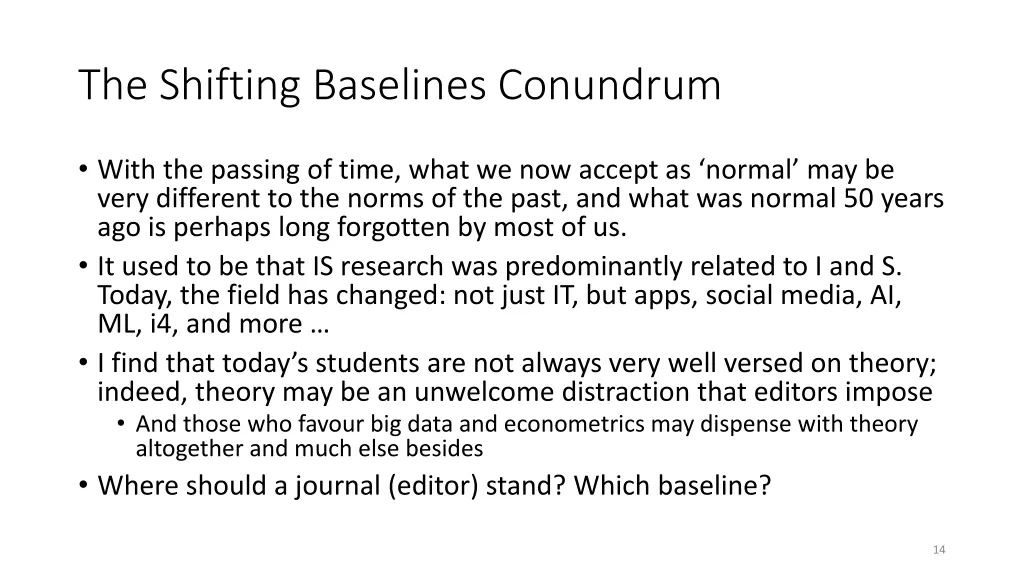 the shifting baselines conundrum