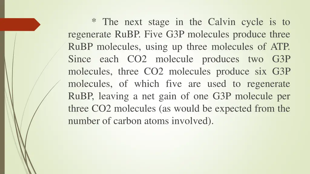 the next stage in the calvin cycle